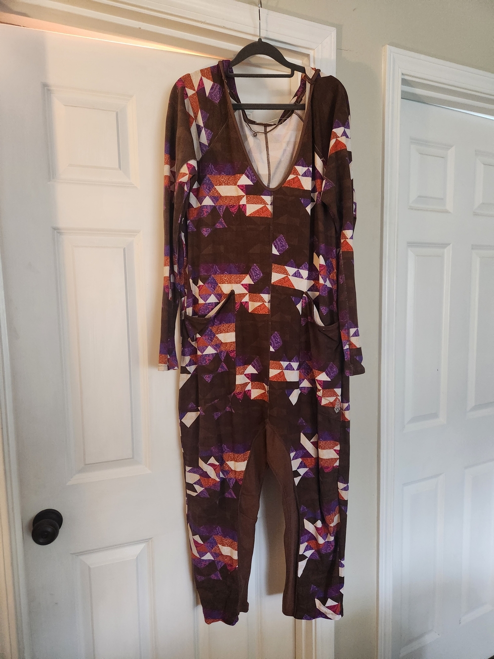 FP Movement By Free People Geometric Print Brown Romper Jumpsuit
